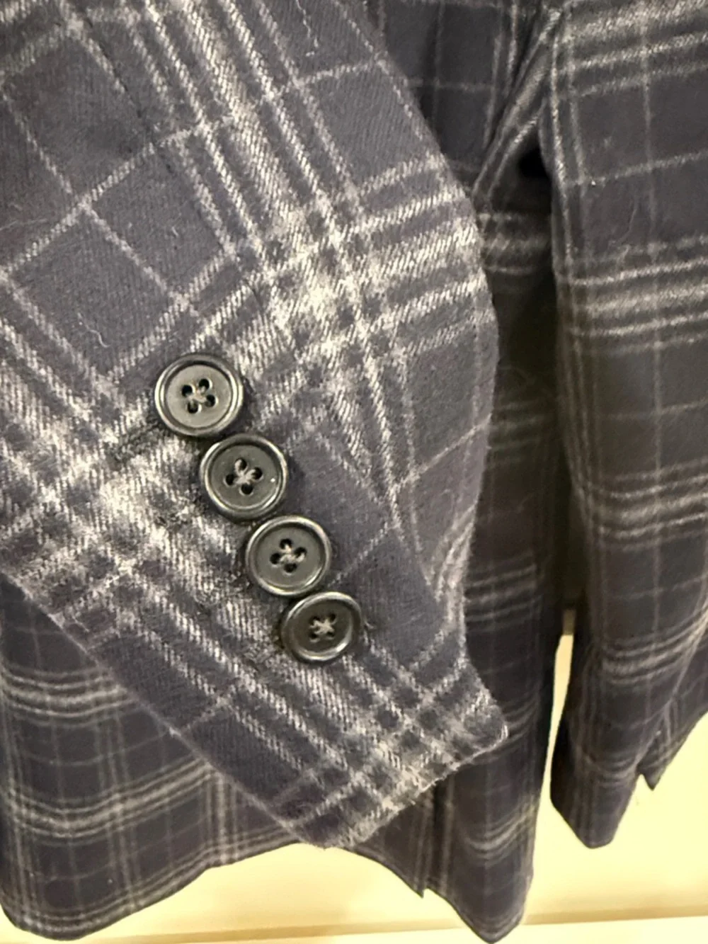 Black Label Men's Navy Plaid Sport Coat Blazer - Classic Two-Button 100% Italy